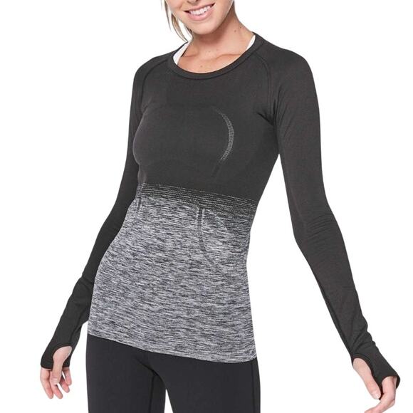 Lululemon 6 Swiftly Tech Long Sleeve Crew Top Black White Running Gym Dance - Picture 1 of 9